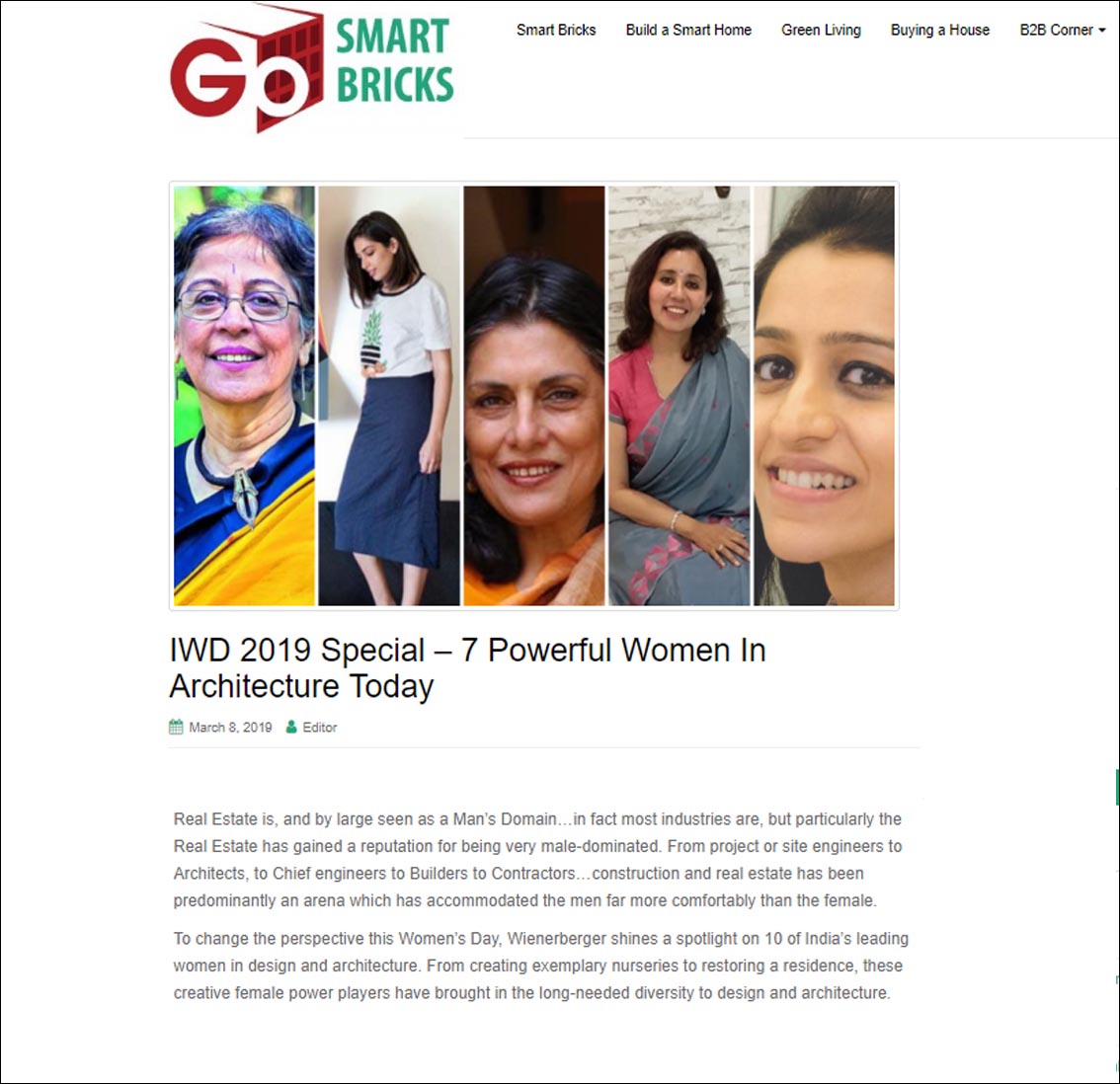 IWD 2019 Special - 7 Powerful women in Architecture Today ,Go Smart Bricks